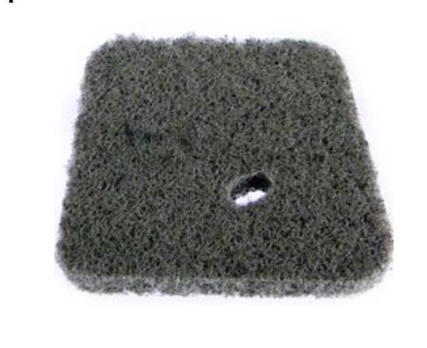 Square black foam filter on a white background