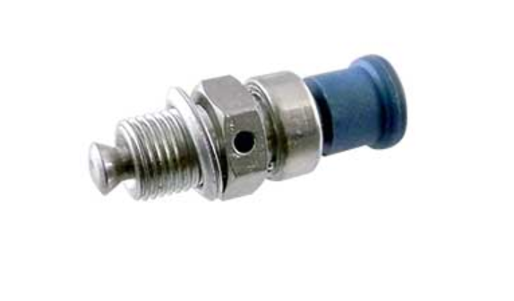 Metal valve with blue rubber element on a white background